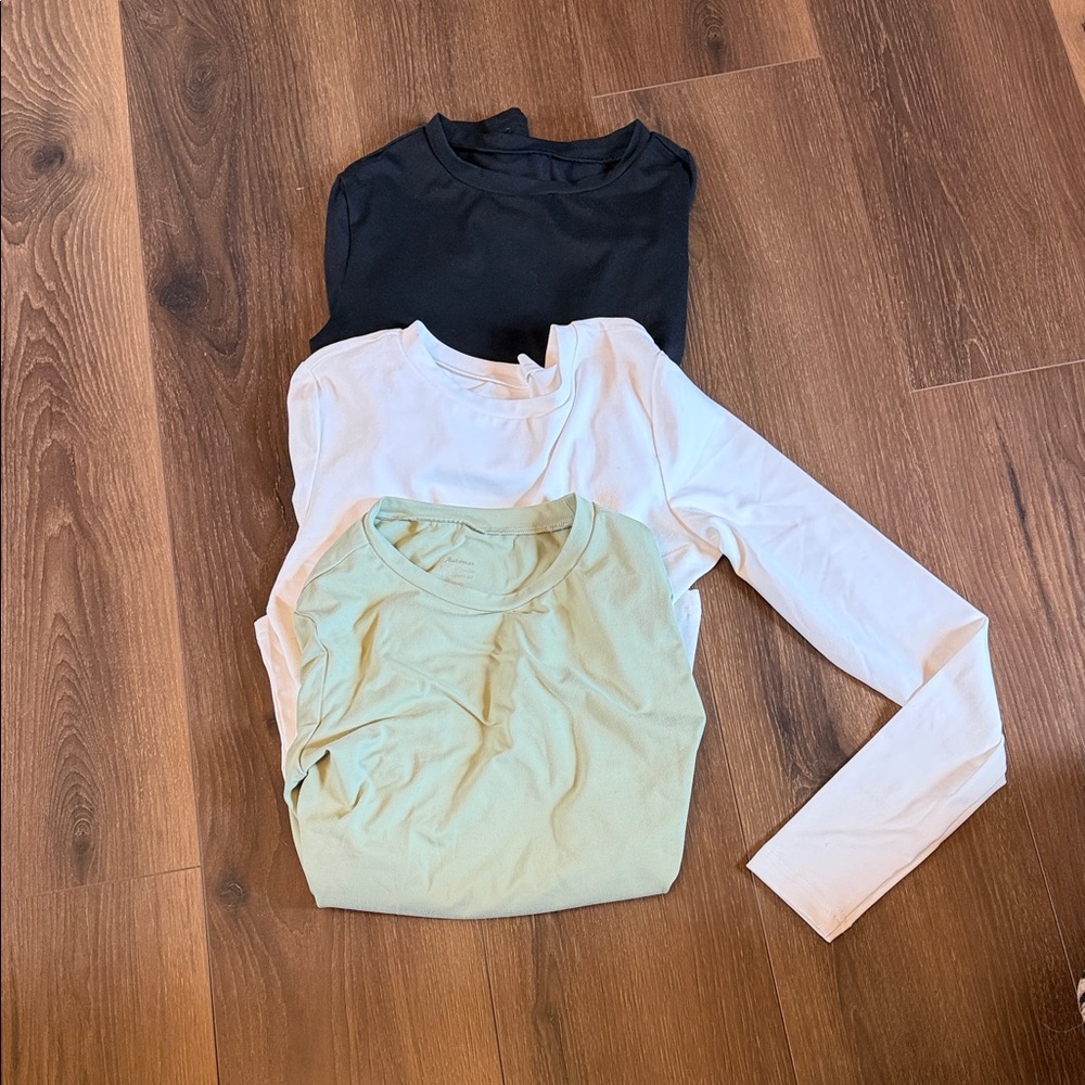 Classic Women's Long Sleeve Tops - Black, White, and Light Green